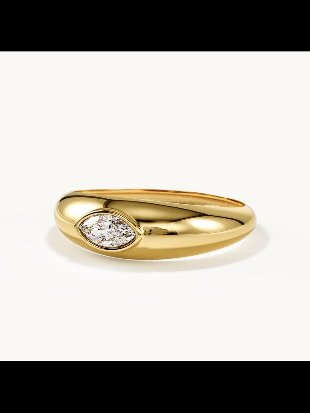 Custom 14k Yellow Gold Marquise Moissanite Dome Bubble Ring Size US 8